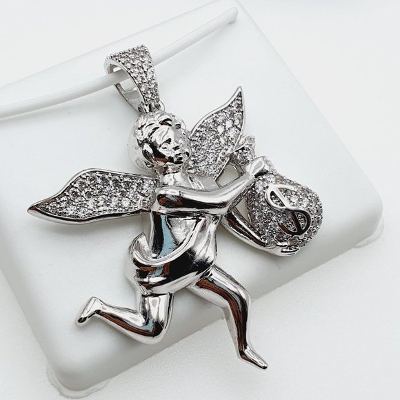 "925 Sterling Silver Plated CZ Pendant, INUS1BR295 - Picture 4 of 9